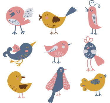 Rollo fenster kinderzimmer mit neun vogelstickern - TenStickers