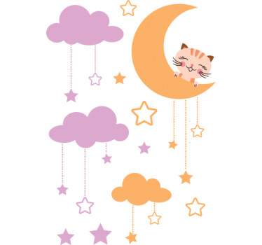 Estor enrollable infantil sticker luna y gato - TenVinilo