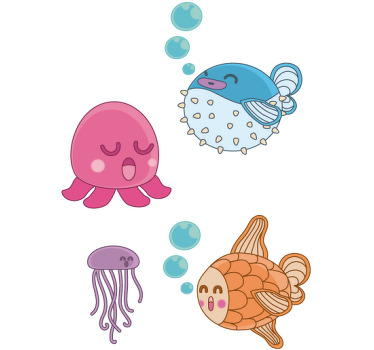 Rollo fenster kinderzimmer mit fischen aufkleber - TenStickers