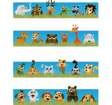 Rolgordijn kinderkamer strepen met dieren - TenStickers