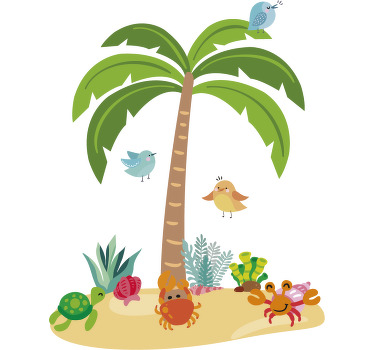 Rollo fenster kinderzimmer palmen und meeresbewohner - TenStickers