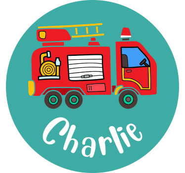 Toile fenêtre chambre enfant camion de pompier personnalisé - TenStickers