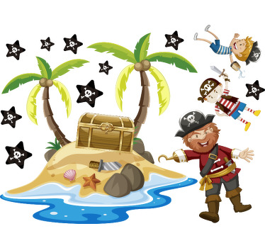 Estor enrollable infantil piratas y palmeras - TenVinilo