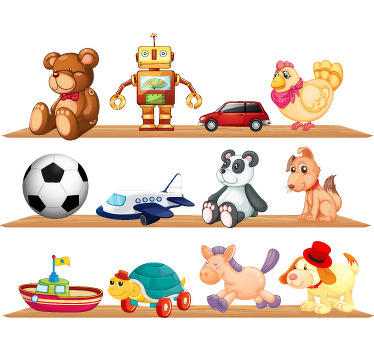 Rollo fenster kinderzimmer regale mit spielzeug - TenStickers