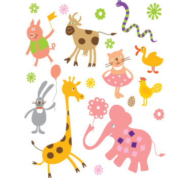 Rollo fenster kinderzimmer mit tiermotiv-stickern - TenStickers