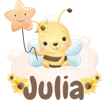 Estor enrollable infantil abeja con nombre - TenVinilo