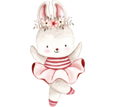 Toile fenêtre chambre enfant danseuse lapin roses - TenStickers