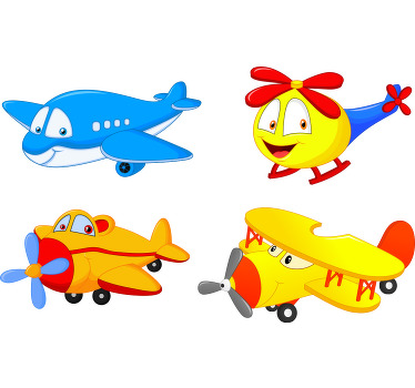 Childrens blind featuring faces of planes and helicopters - TenStickers