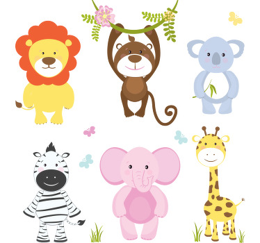 Toile fenêtre chambre enfant animaux bébés colorés - TenStickers