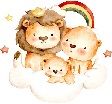 Toile fenêtre chambre enfant animaux bébé étoiles nuages - TenStickers