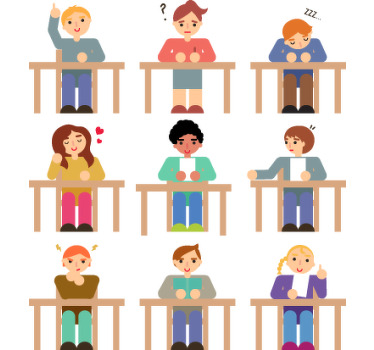Toile fenêtre chambre enfant sticker collection élèves - TenStickers