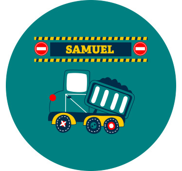 Toile fenêtre chambre enfant camion de chantier personnalisé - TenStickers