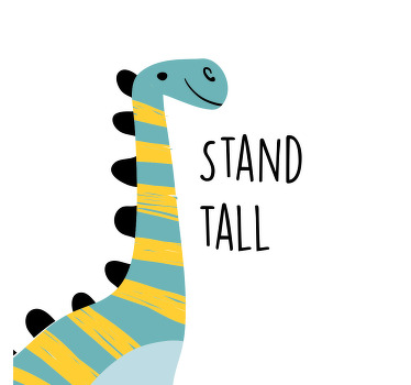 Toile fenêtre chambre enfant dinosaure nordique debout - TenStickers