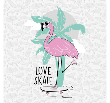 Toile fenêtre chambre enfant flamant rose patinage - TenStickers