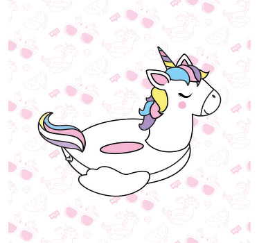 Estor enrollable infantil unicornio y flamencos dibujados a mano - TenVinilo