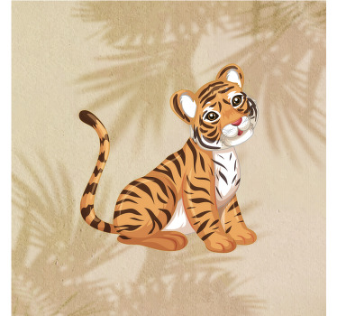 Toile fenêtre chambre enfant portrait de bébé tigre - TenStickers