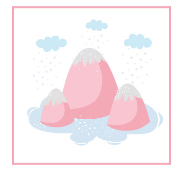 Toile fenêtre chambre enfant montagnes roses pluie - TenStickers