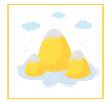 Toile fenêtre chambre enfant montagnes jaunes avec pluie - TenStickers