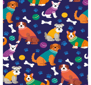 Toile fenêtre chambre enfant motif chiens colorés - TenStickers