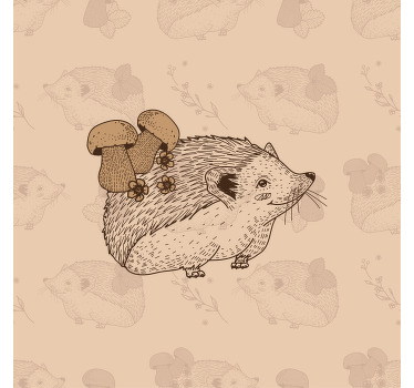 Toile fenêtre chambre enfant dessin hérisson et champignons - TenStickers