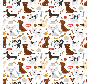 Toile fenêtre chambre enfant chiots mignons mélangés - TenStickers