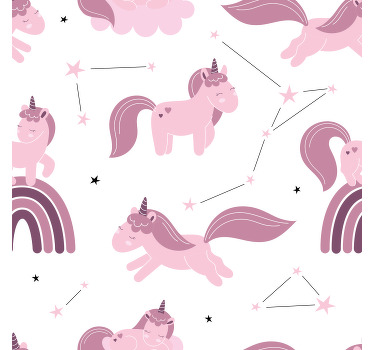 Toile fenêtre chambre enfant licornes amusantes étoiles - TenStickers