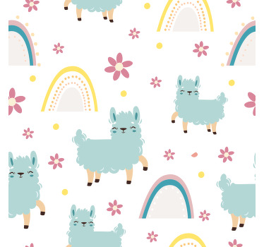 Toile fenêtre chambre enfant motif moutons licornes - TenStickers