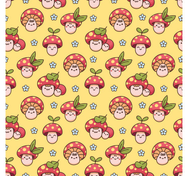 Toile fenêtre chambre enfant motif champignons rieurs - TenStickers