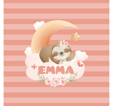 Toile fenêtre chambre enfant paresseux mignon avec nom - TenStickers