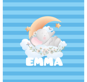 Estor enrollable infantil elefante con nombre - TenVinilo