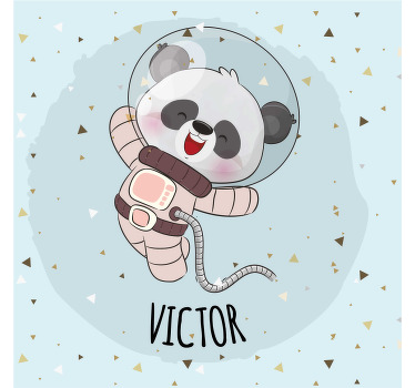 Toile fenêtre chambre enfant panda mignon avec prénom - TenStickers