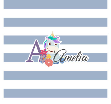 Toile fenêtre chambre enfant animaux mignons licorne prénom - TenStickers