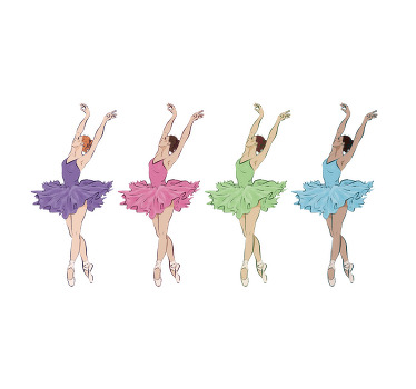 Toile fenêtre chambre enfant danseuses de ballet colorées - TenStickers