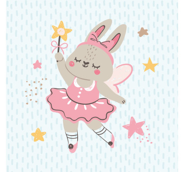 Toile fenêtre chambre enfant illustration de fée lapin - TenStickers