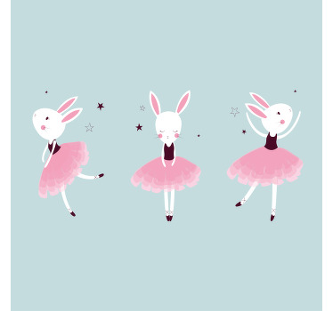 Toile fenêtre chambre enfant danseuse lapin en roses - TenStickers