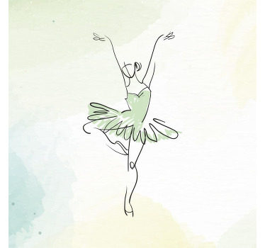 Toile fenêtre chambre enfant ballerine en pose dessin lin - TenStickers