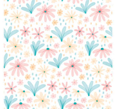 Toile fenêtre chambre enfant motif fleurs pastel - TenStickers