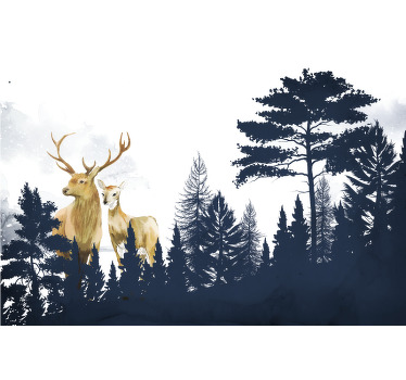 Toile fenêtre chambre enfant amis des forêts scandinaves - TenStickers