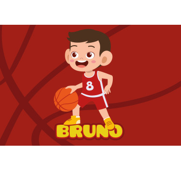 Toile fenêtre chambre enfant joueur de basket avec nom - TenStickers