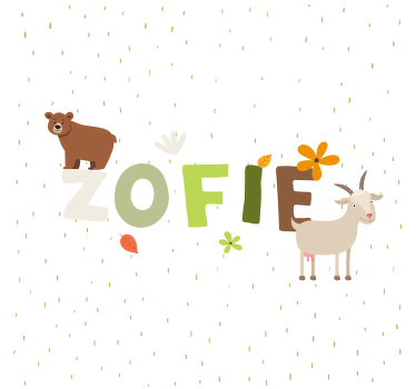Rollo fenster kinderzimmer mit tiermotiven und namen - TenStickers