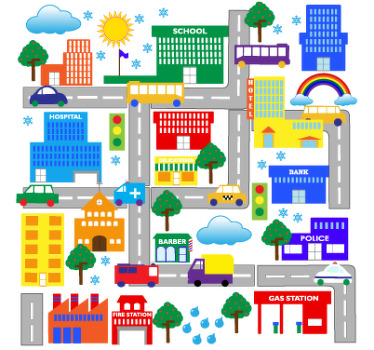 Rollo fenster kinderzimmer große stadt vinyl - TenStickers
