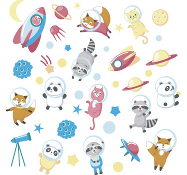 Rollo fenster kinderzimmer tiere im weltraum - TenStickers