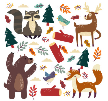 Rollo fenster kinderzimmer mit tierbabys - TenStickers