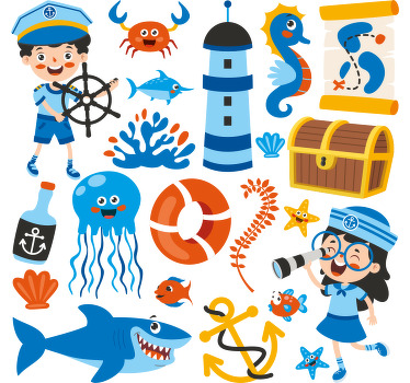 Rollo fenster kinderzimmer piraten und meeresleben - TenStickers