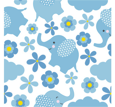 Rollo fenster kinderzimmer blaue elefanten - TenStickers