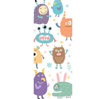 Rollo fenster kinderzimmer tür mit fröhlichem monster - TenStickers