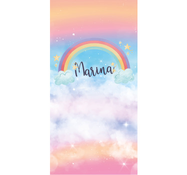 Toile fenêtre chambre enfant arc-en-ciel et nuages - TenStickers