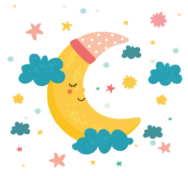 Toile fenêtre chambre enfant lune et étoiles douillettes - TenStickers