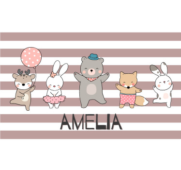 Rollo fenster kinderzimmer tierzeichnung mit namen - TenStickers