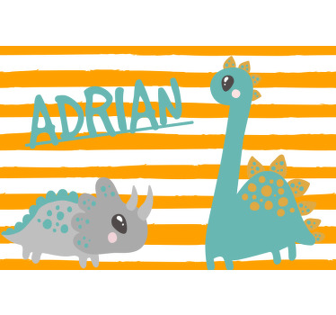 Rollo fenster kinderzimmer dinosaur blau und orange - TenStickers